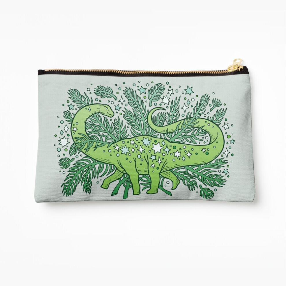 Whibos Makeup Bag Evergreen Apatosaurus Dinosaur Cosmic Festive Art Cosmetic Organizer Tyvek Paper Bags Zipper Pouch