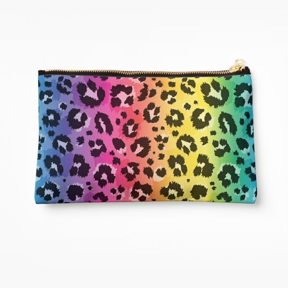 Whibos Makeup Bag Rainbow Leopard Cheetah Animal Print Cosmetic Organizer Tyvek Paper Bags Zipper Pouch