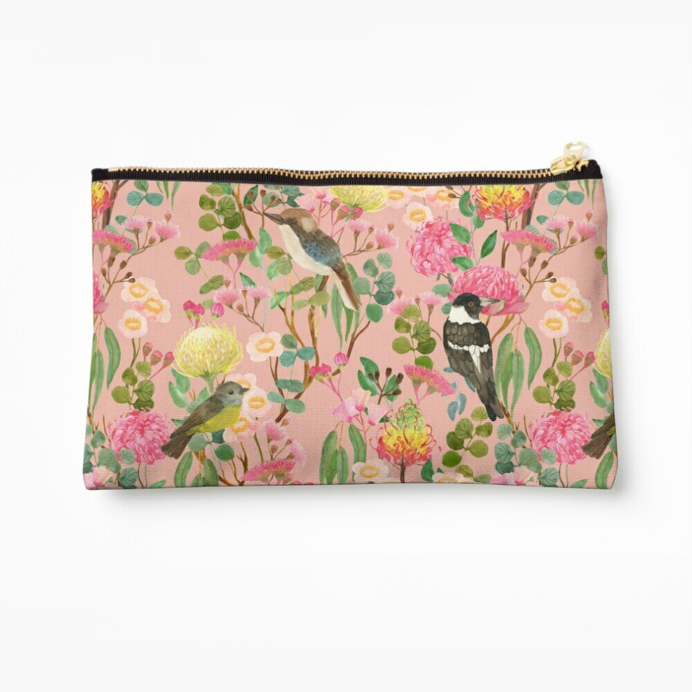 Whibos Makeup Bag Australian Birds And Blooms Native Flora Chinoiserie Cosmetic Organizer Tyvek Paper Bags Zipper Pouch