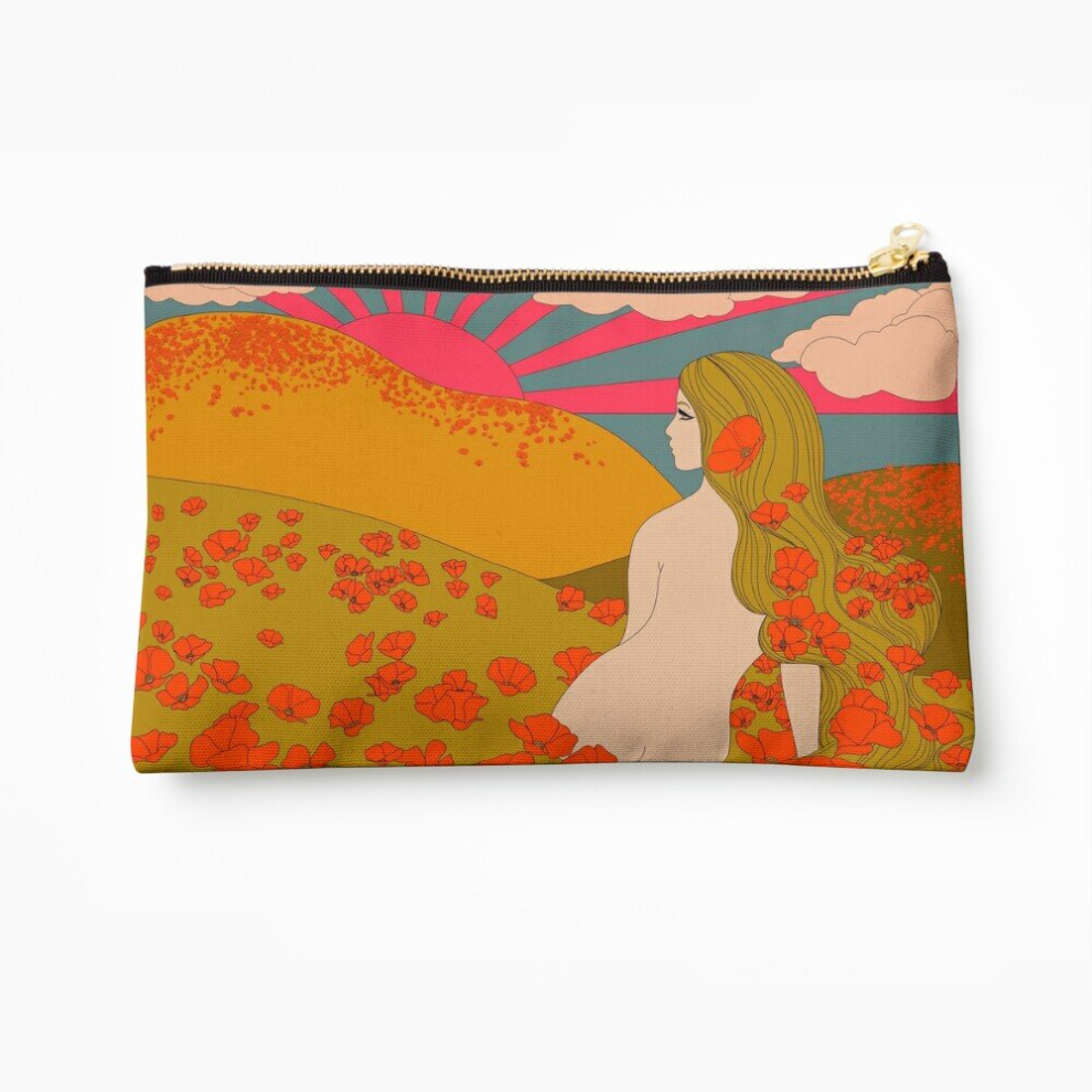 Whibos Makeup Bag California Poppies Cosmetic Organizer Tyvek Paper Bags Zipper Pouch