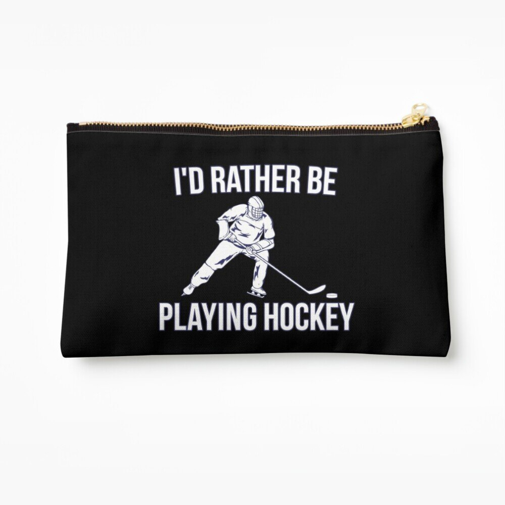 Whibos Makeup Bag I'd Rather Be Playing Hockey Cosmetic Organizer Tyvek Paper Bags Zipper Pouch
