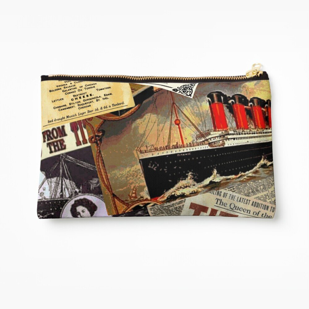 Whibos Makeup Bag Titanic Collage Cosmetic Organizer Tyvek Paper Bags Zipper Pouch