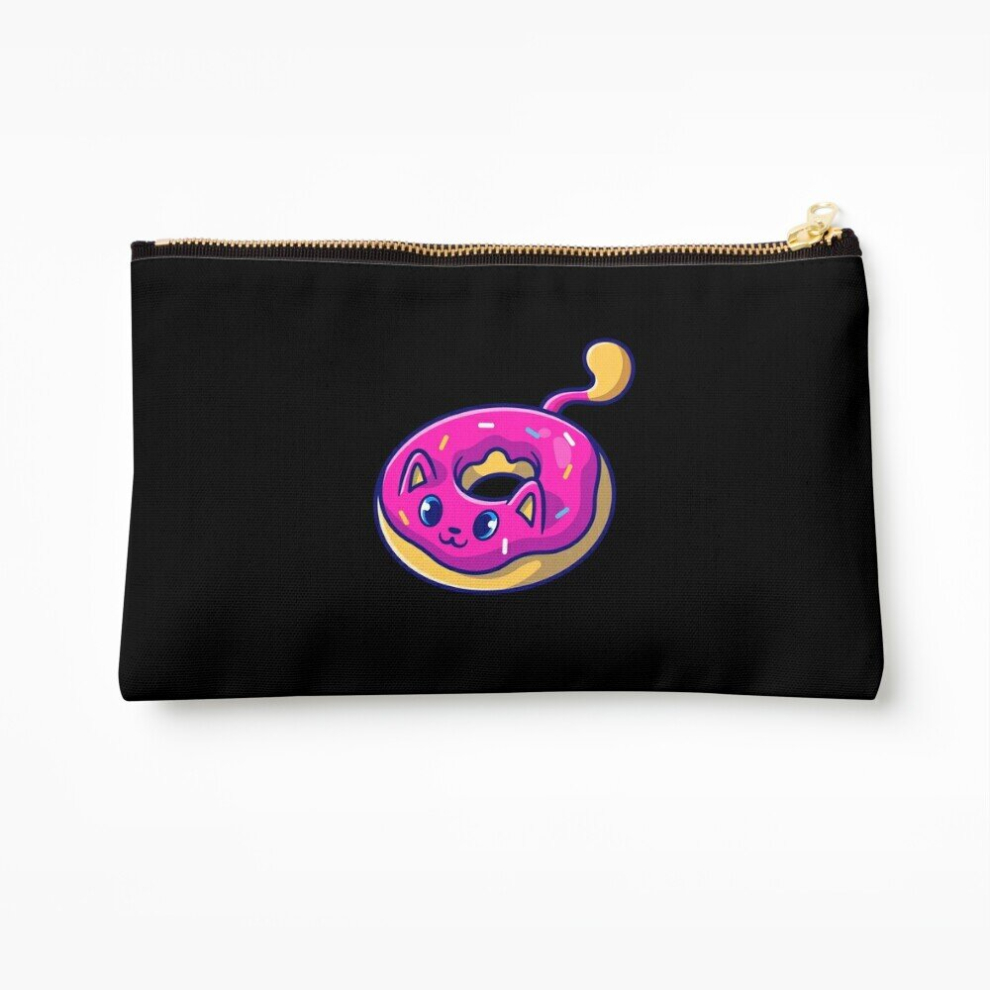 Whibos Makeup Bag Cute Donut Cat Cosmetic Organizer Tyvek Paper Bags Zipper Pouch
