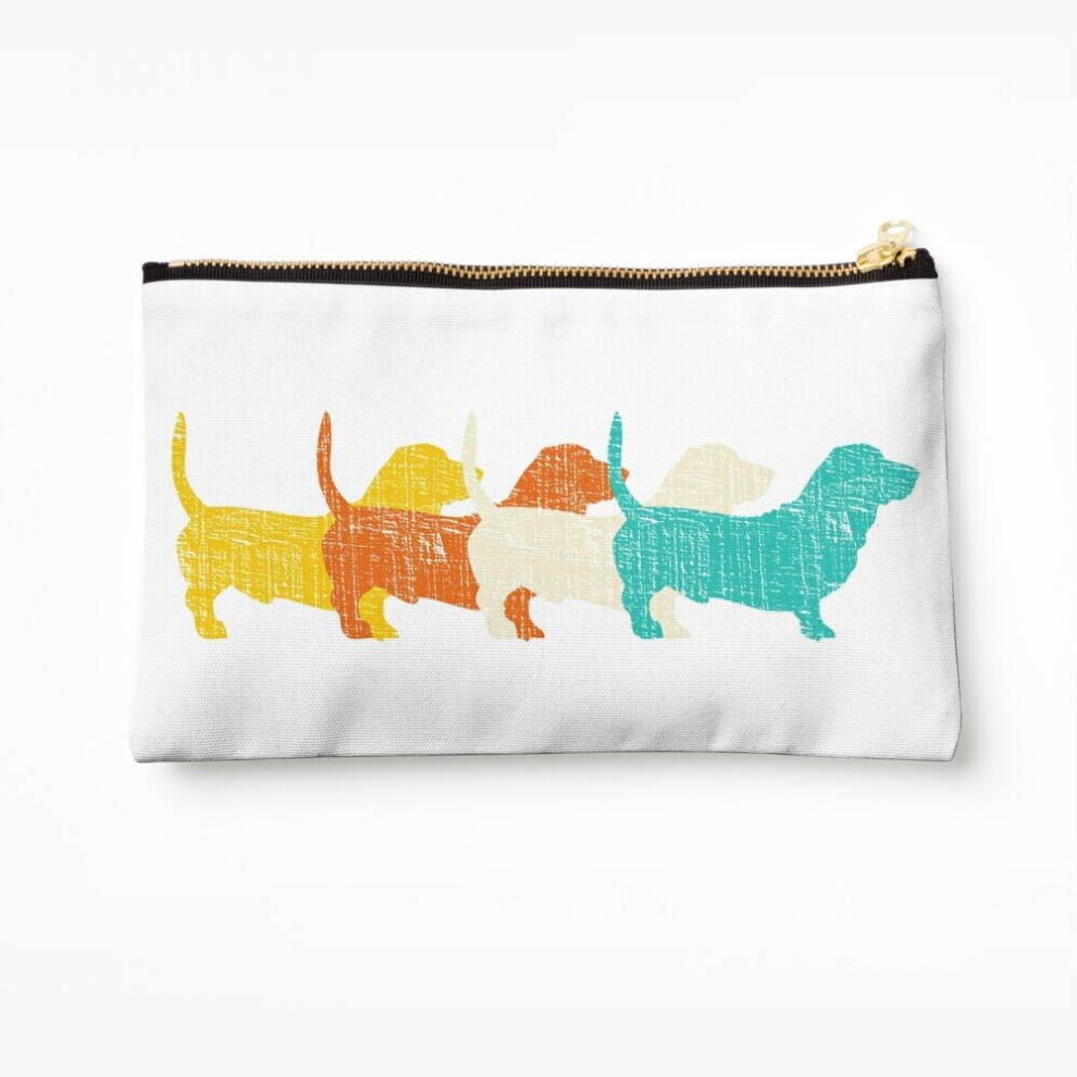 Whibos Makeup Bag Retro Basset Hounds Cosmetic Organizer Tyvek Paper Bags Zipper Pouch