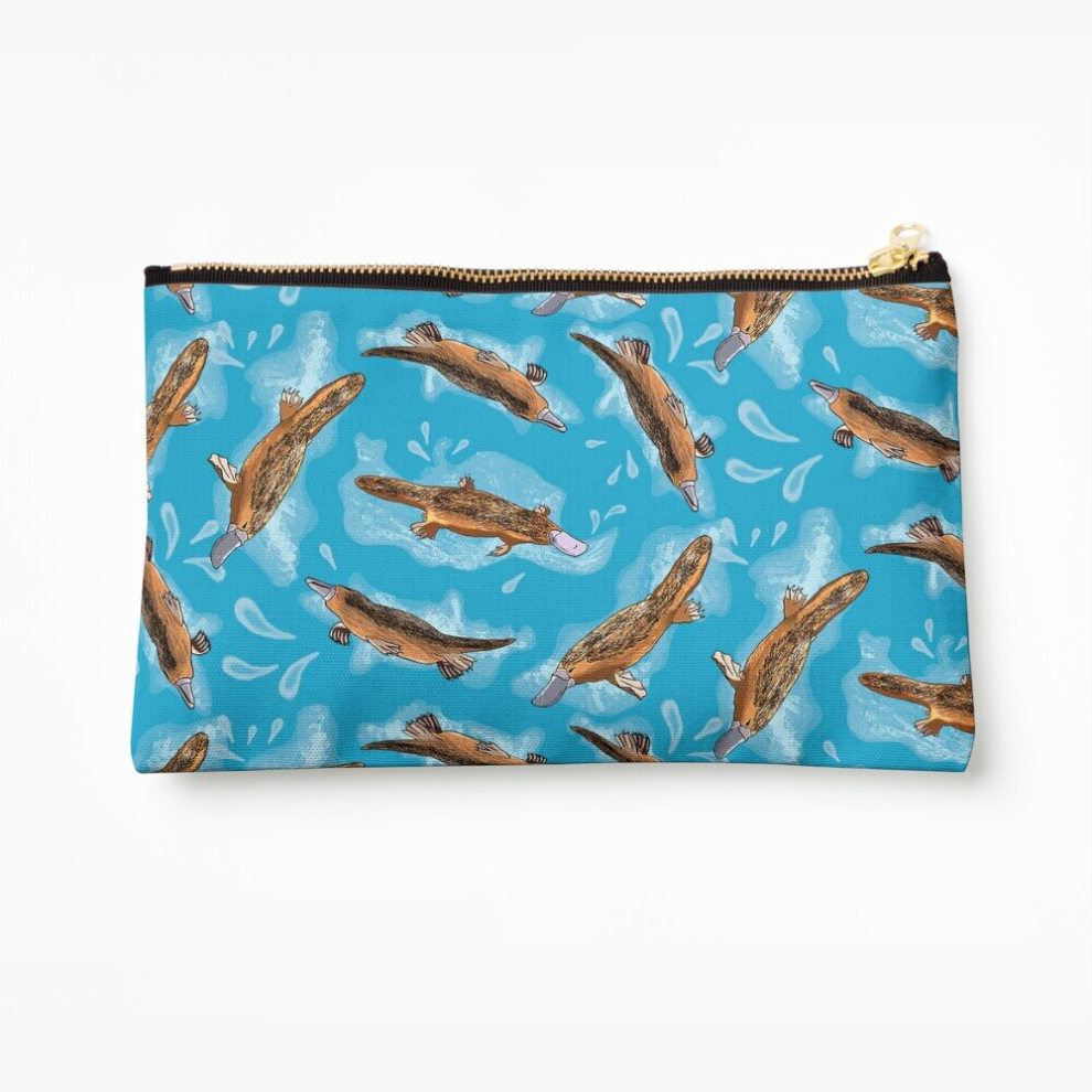Whibos Makeup Bag Splashing Platypuses Cosmetic Organizer Tyvek Paper Bags Zipper Pouch