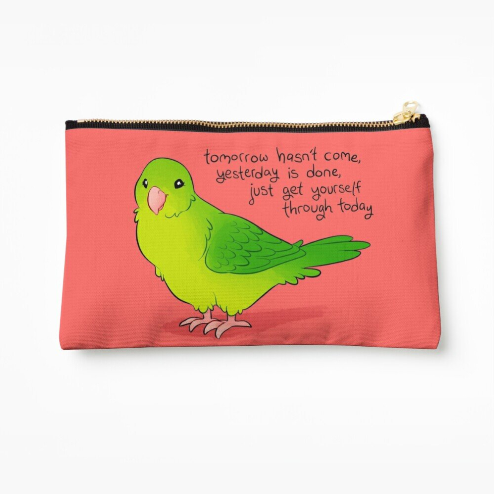 Whibos Makeup Bag "Just Get Yourself Through Today" Parrotlet Cosmetic Organizer Tyvek Paper Bags Zipper Pouch