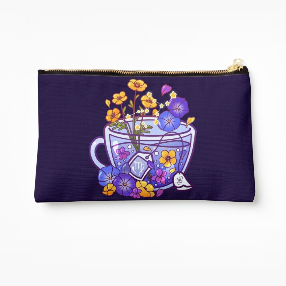 Whibos Makeup Bag Virgo Zodiac Teacup Cosmetic Organizer Tyvek Paper Bags Zipper Pouch