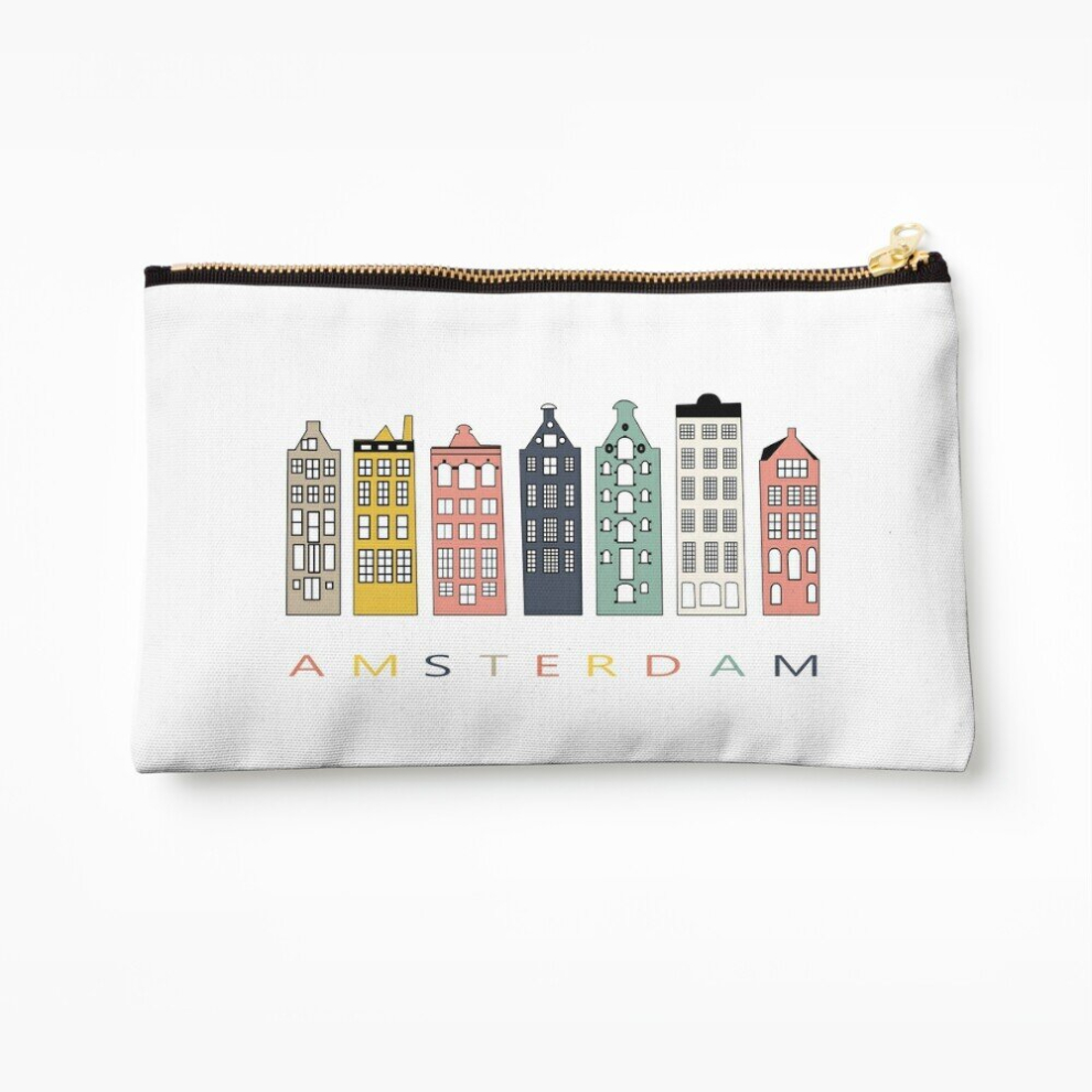 Whibos Makeup Bag Amsterdam Colorful Canal Houses Cosmetic Organizer Tyvek Paper Bags Zipper Pouch