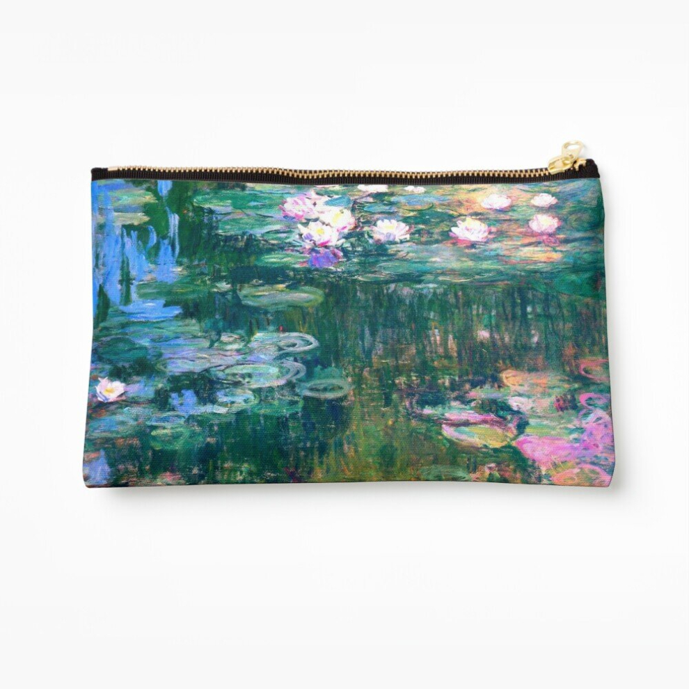 Whibos Makeup Bag Water Lilies Monet Cosmetic Organizer Tyvek Paper Bags Zipper Pouch