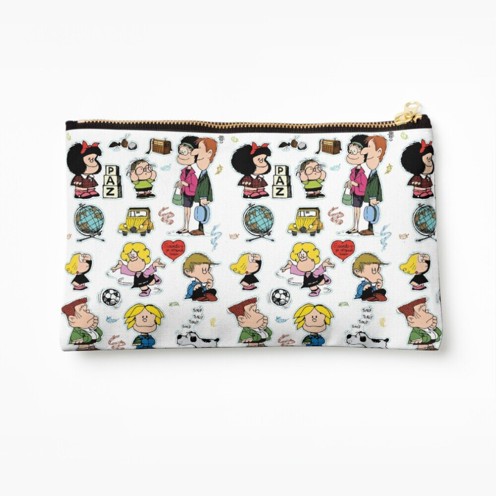 Whibos Makeup Bag Mafalda And Her Characters Cosmetic Organizer Tyvek Paper Bags Zipper Pouch