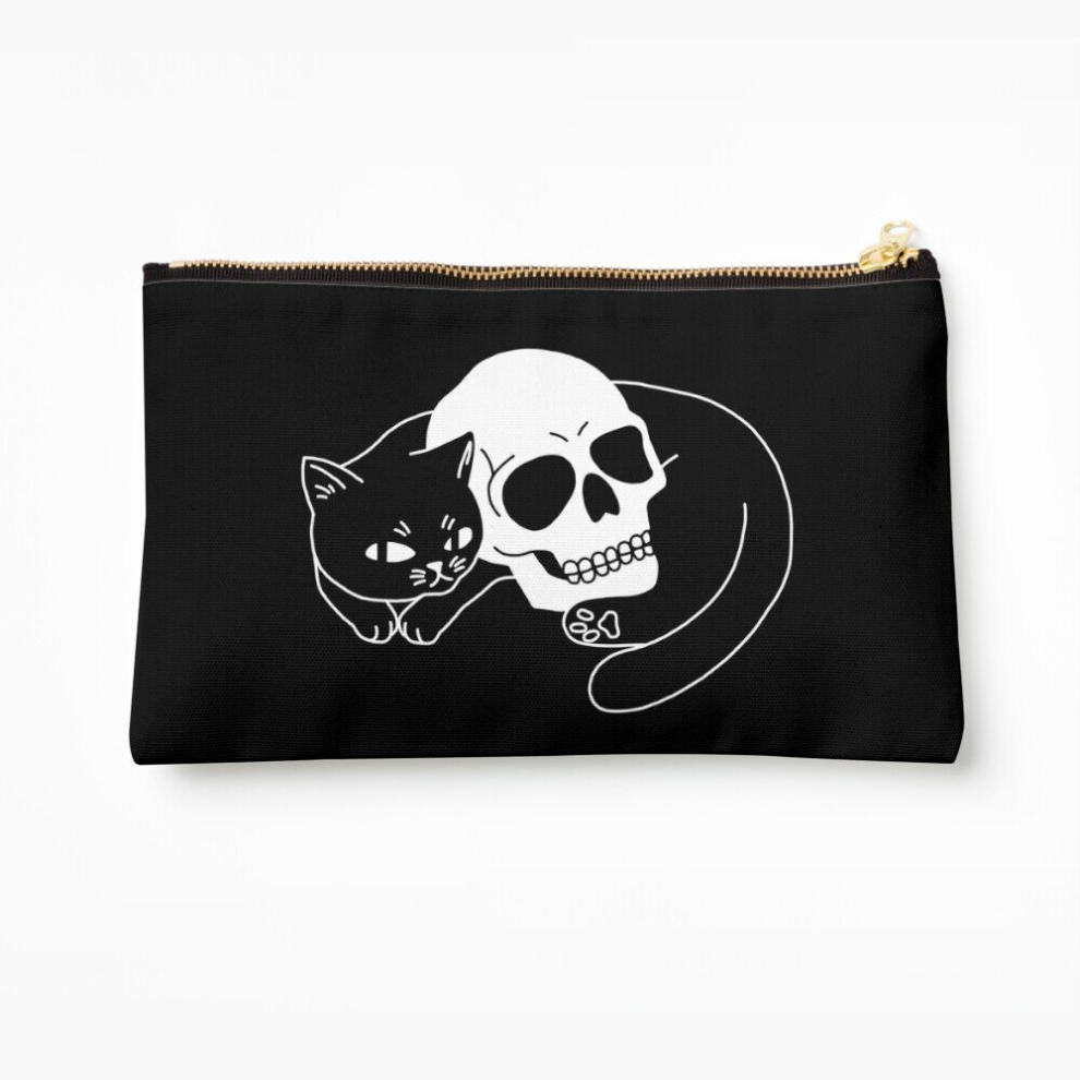Whibos Makeup Bag Spooky Cat Cosmetic Organizer Tyvek Paper Bags Zipper Pouch