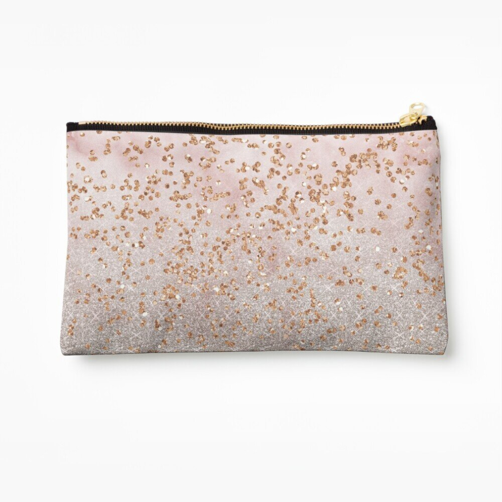 Whibos Makeup Bag Mixed Rose Gold Glitter Gradients Cosmetic Organizer Tyvek Paper Bags Zipper Pouch