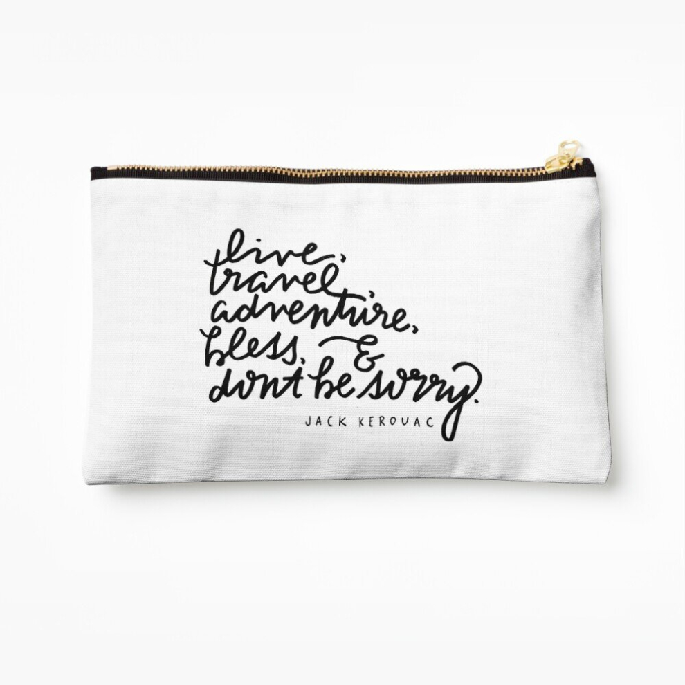 Whibos Makeup Bag "Live, Travel, Adventure, Bless, & Don't Be Sorry" Cosmetic Organizer Tyvek Paper Bags Zipper Pouch