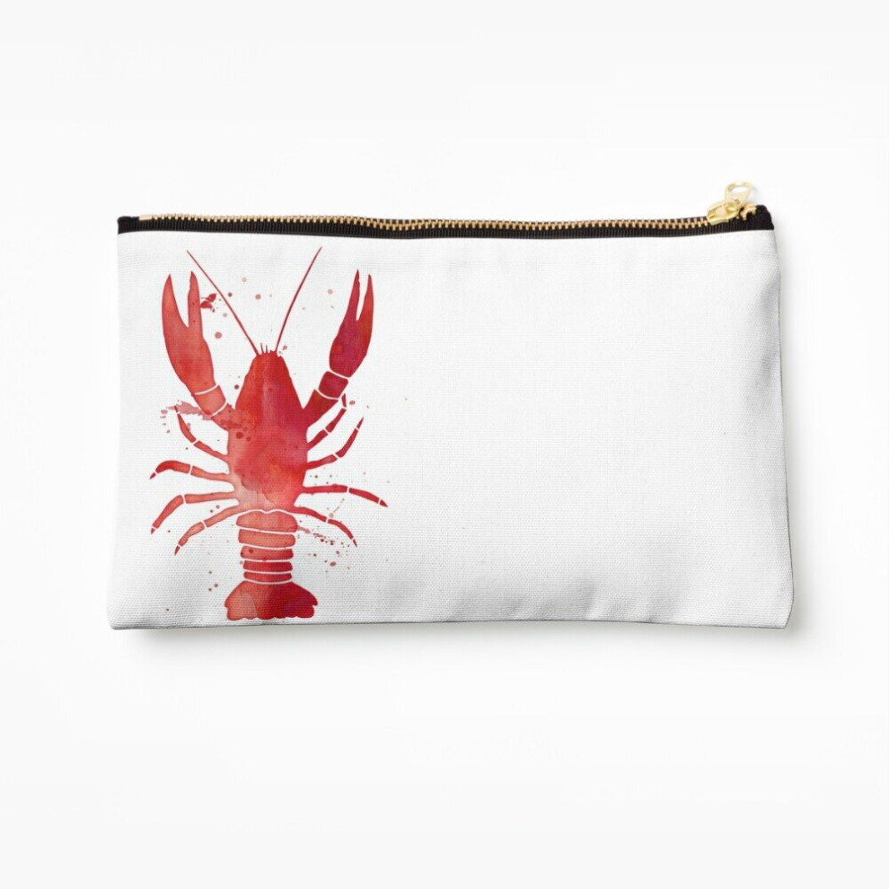 Whibos Red Makeup Bag Watercolor Lobster Cosmetic Organizer Tyvek Paper Bags Zipper Pouch