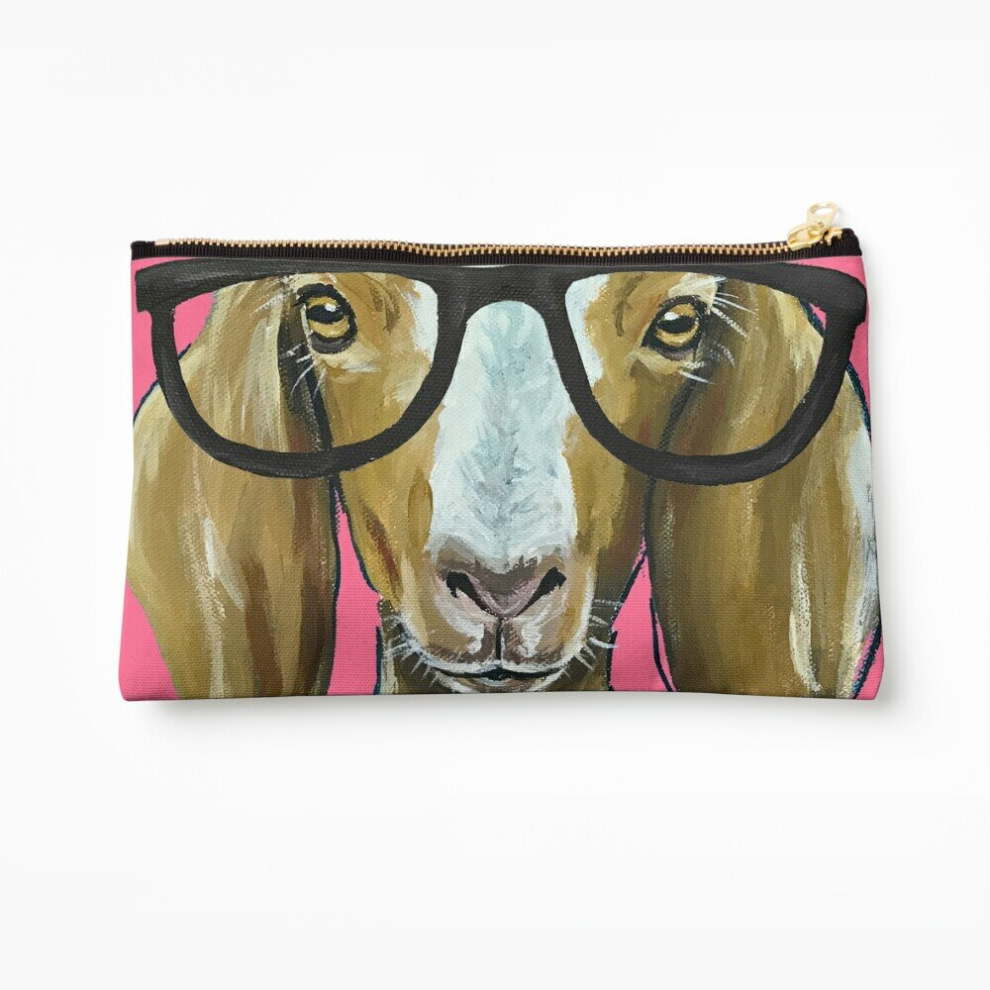Whibos Makeup Bag Goat With Glasses Art Cosmetic Organizer Tyvek Paper Bags Zipper Pouch