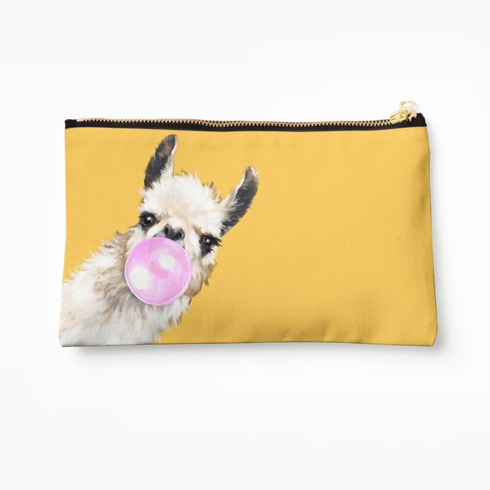 Whibos Yellow Makeup Bag Bubble Gum Sneaky Llama In Mustard Cosmetic Organizer Tyvek Paper Bags Zipper Pouch