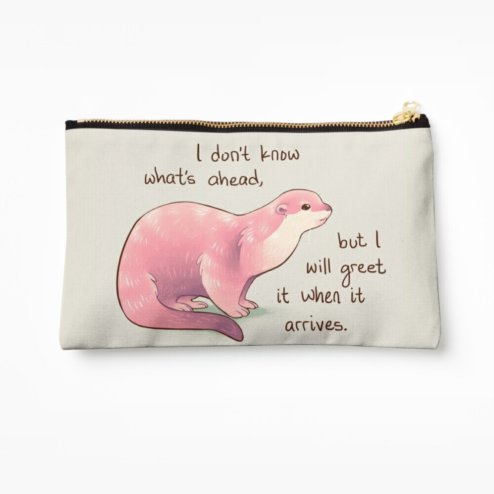 Whibos Makeup Bag "I Don't Know What's Ahead" Otter Cosmetic Organizer Tyvek Paper Bags Zipper Pouch