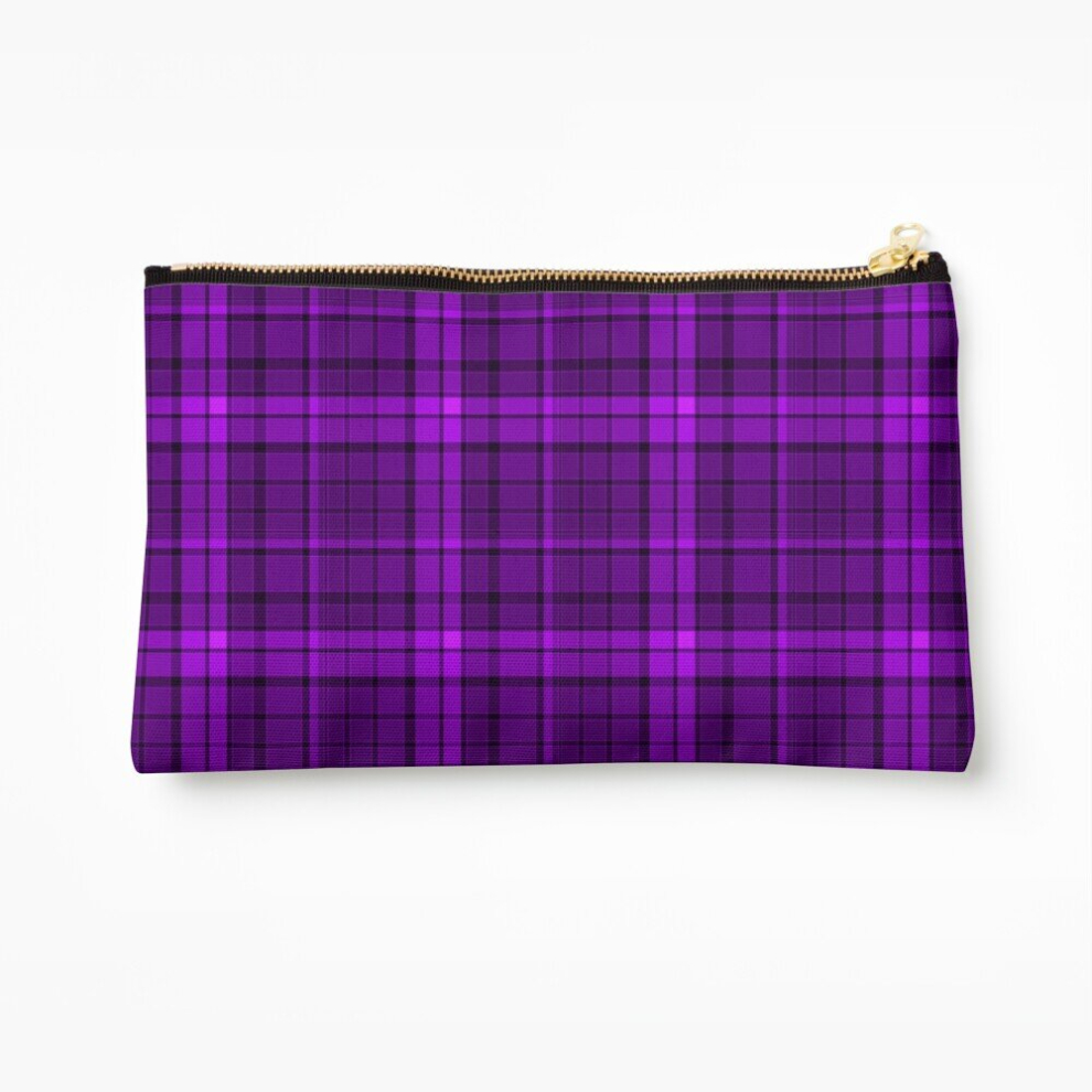 Whibos Purple Makeup Bag Plaid Cosmetic Organizer Tyvek Paper Bags Zipper Pouch