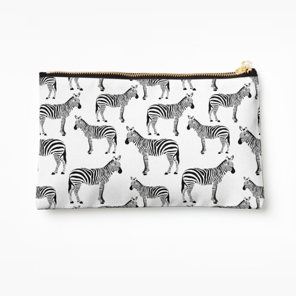 Whibos Black/White Makeup Bag Zebra, And Zebras Cosmetic Organizer Tyvek Paper Bags Zipper Pouch