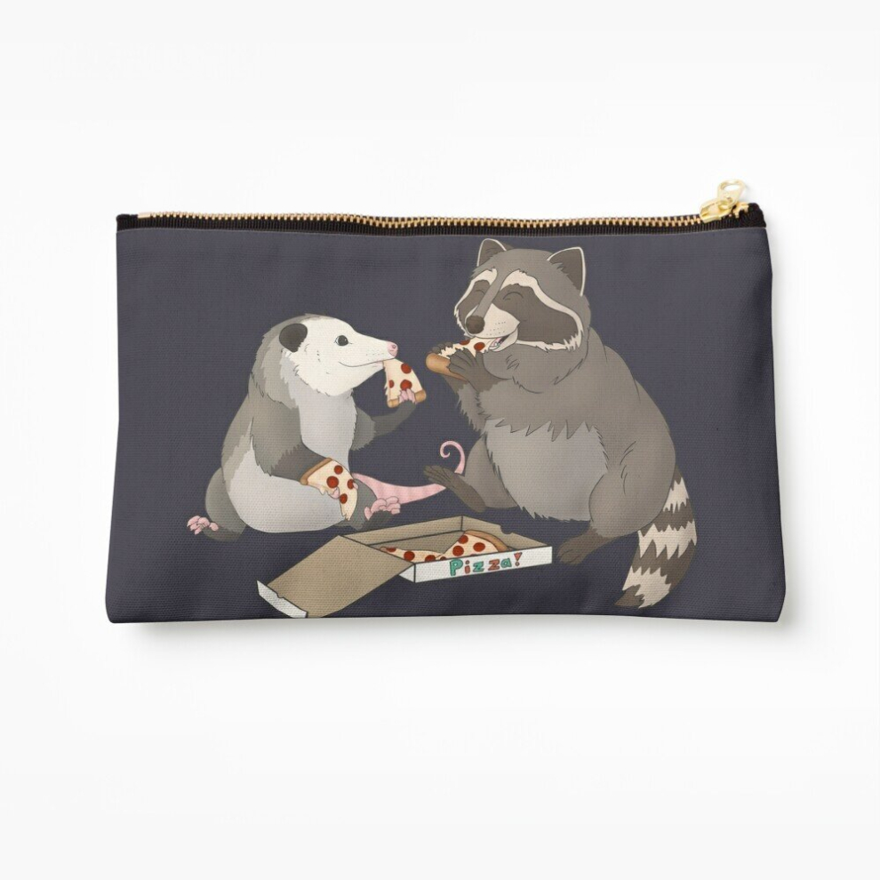 Whibos Makeup Bag Possum And Raccoon Eating Pizza Cosmetic Organizer Tyvek Paper Bags Zipper Pouch