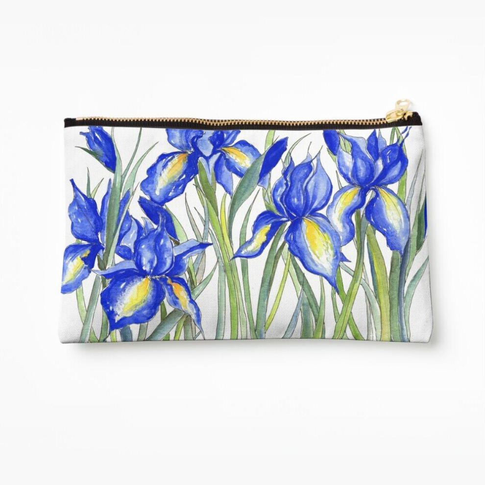 Whibos Blue Makeup Bag Iris, Illustration Cosmetic Organizer Tyvek Paper Bags Zipper Pouch