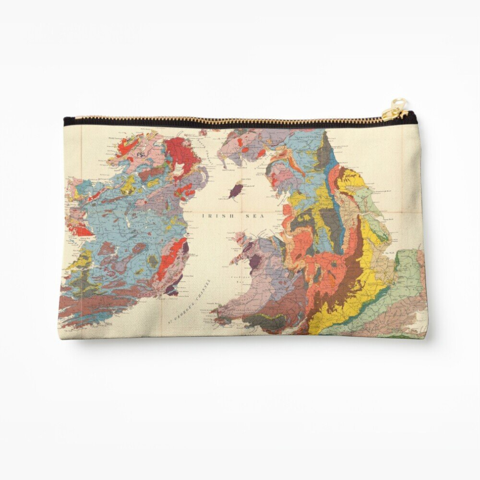 Whibos Makeup Bag Vintage Geological Map Of The British Isles (1912) Cosmetic Organizer Tyvek Paper Bags Zipper Pouch