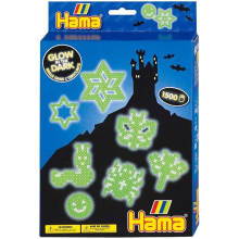 Hama Midi Beads Glow In The Dark Beads 1500 Piece 3 Pegboards