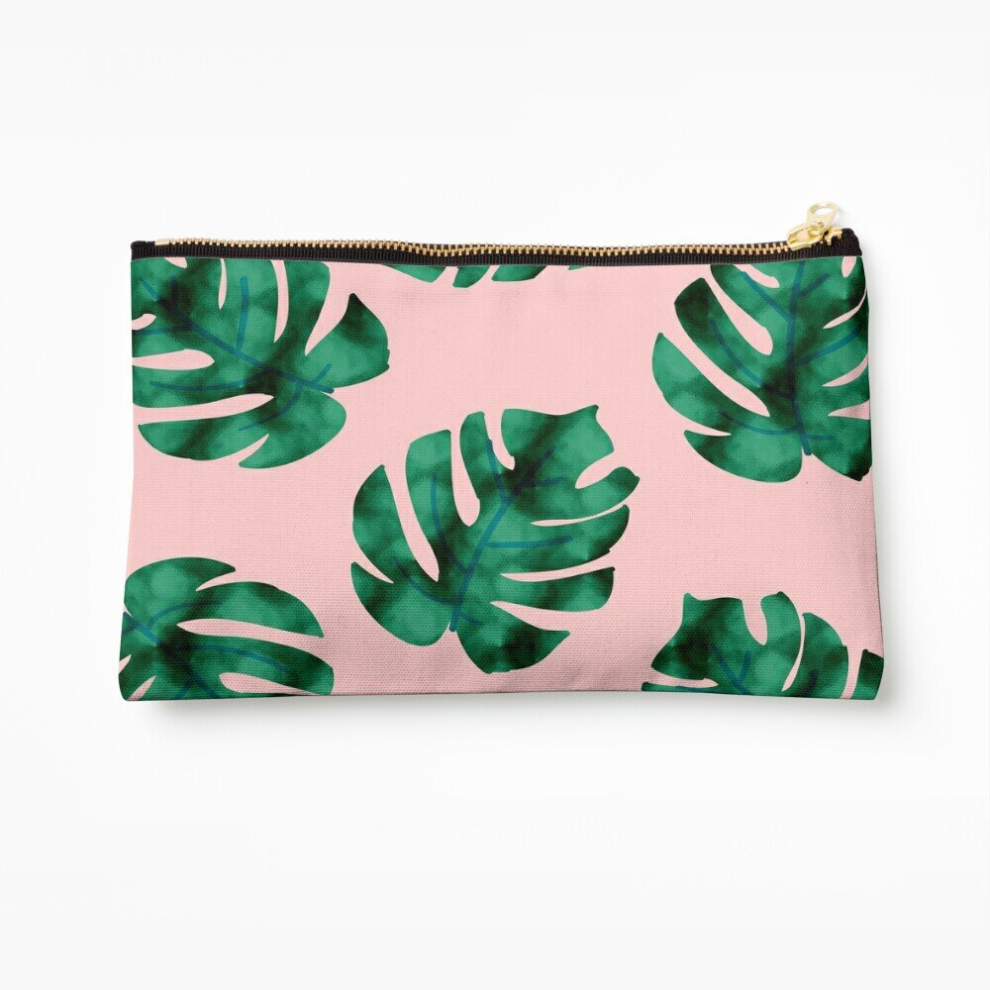Whibos Peach Makeup Bag Tropical Fern Leaves On Cosmetic Organizer Tyvek Paper Bags Zipper Pouch