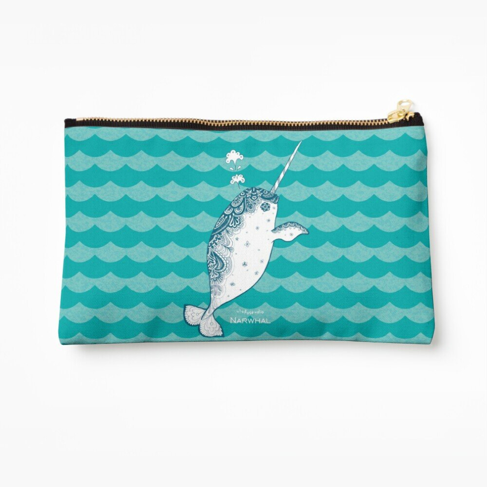 Whibos Makeup Bag Narwhal Cosmetic Organizer Tyvek Paper Bags Zipper Pouch