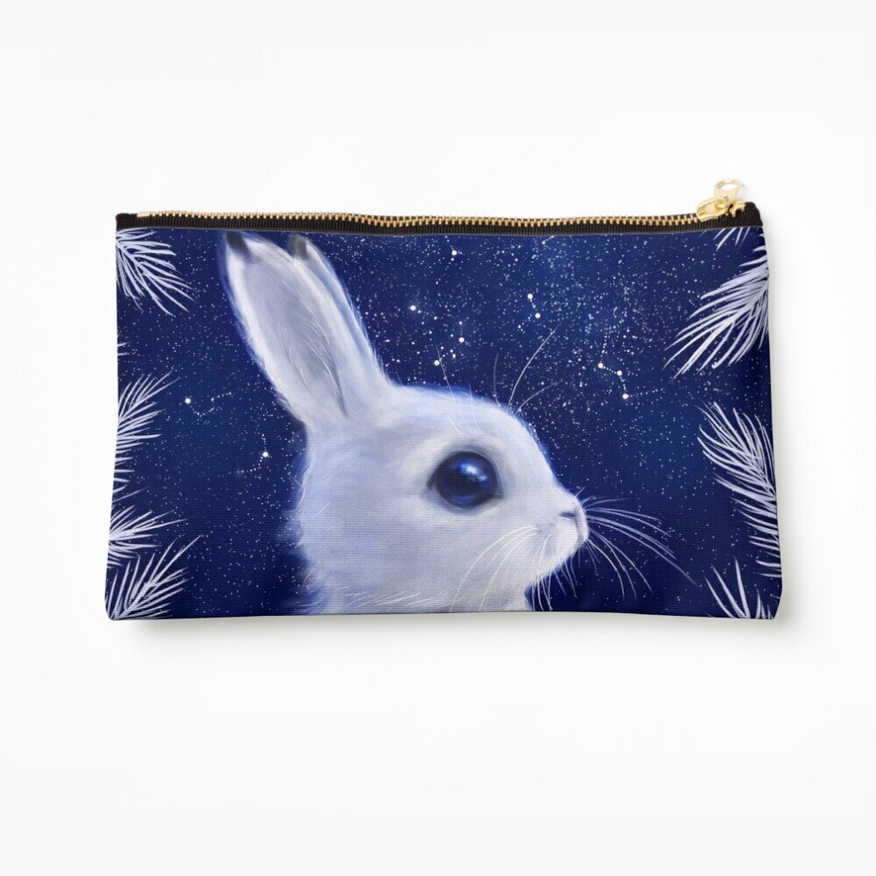 Whibos Makeup Bag Winter Bunny Cosmetic Organizer Tyvek Paper Bags Zipper Pouch