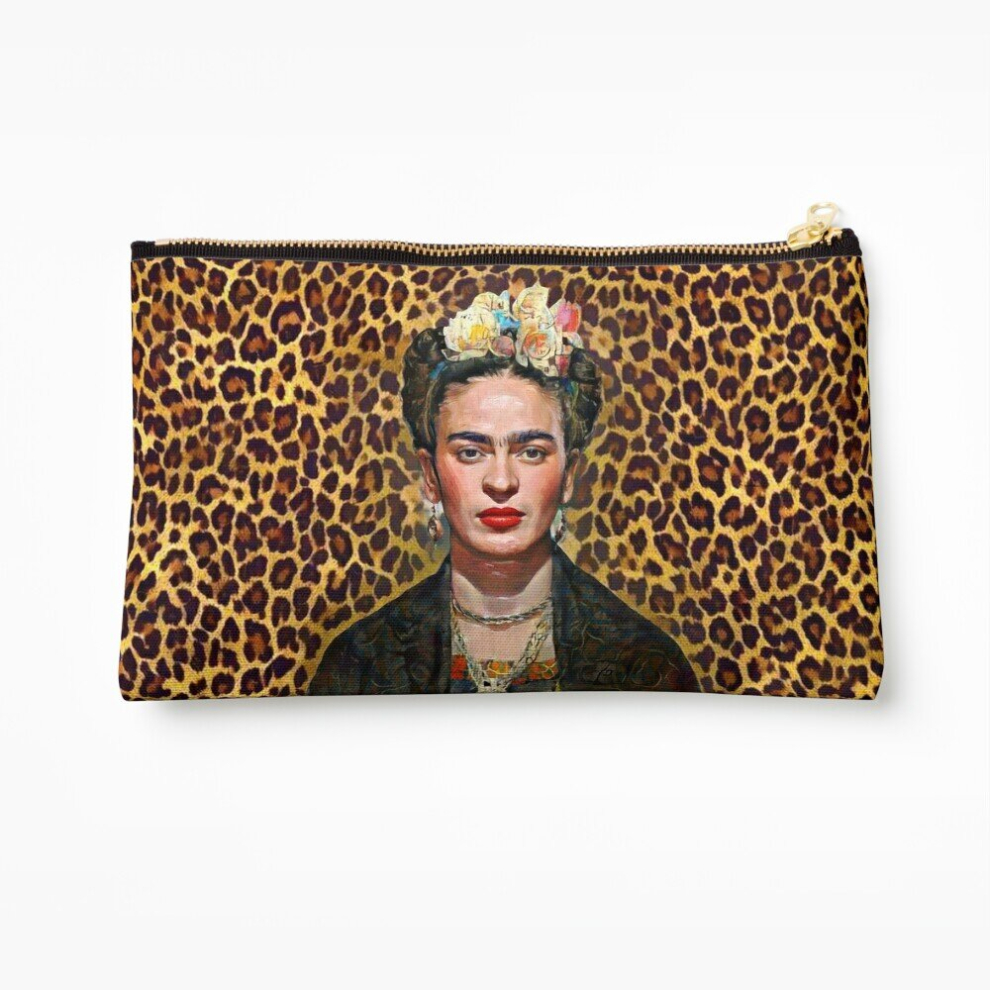 Whibos Makeup Bag Leopard Frida Cosmetic Organizer Tyvek Paper Bags Zipper Pouch