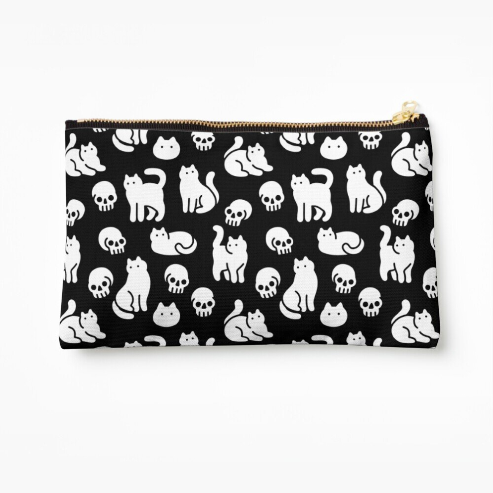 Whibos Makeup Bag Cats And Skulls Pattern Cosmetic Organizer Tyvek Paper Bags Zipper Pouch