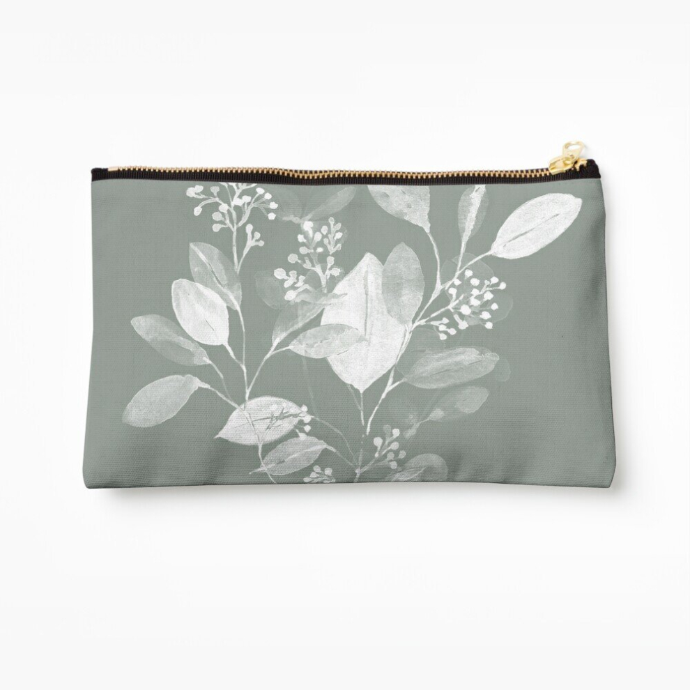 Whibos Green Makeup Bag Sage Eucalyptus Cosmetic Organizer Tyvek Paper Bags Zipper Pouch
