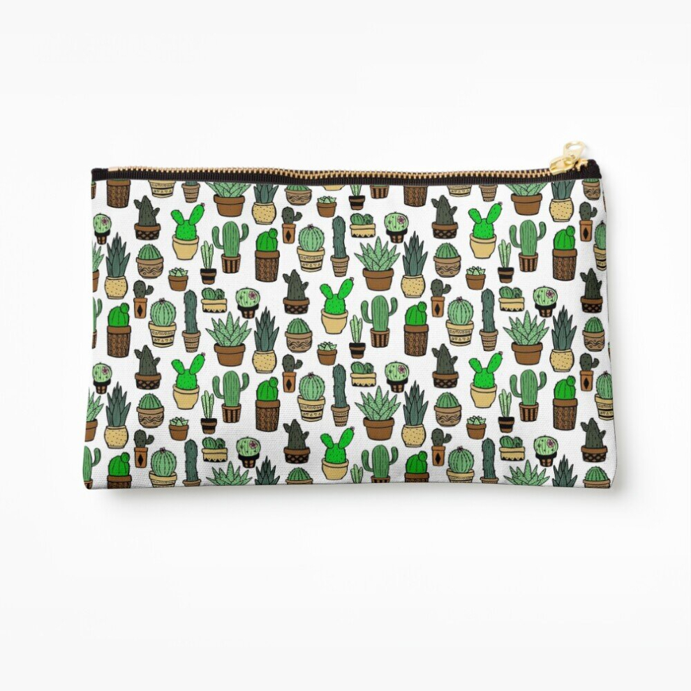 Whibos Makeup Bag Cactus Pattern Cosmetic Organizer Tyvek Paper Bags Zipper Pouch