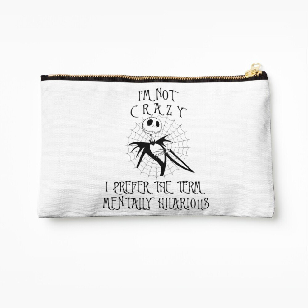 Whibos Makeup Bag Nightmare Before Christmas Jack Skellington I'm Not Crazy I Prefer The Term Mentally Cosmetic Organizer Tyvek Paper Bags Zipper Pouch