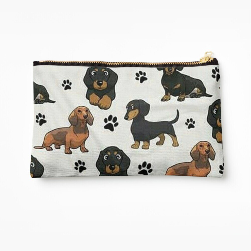 Whibos Makeup Bag Dachshund Dog Cartoons Cute Cosmetic Organizer Tyvek Paper Bags Zipper Pouch