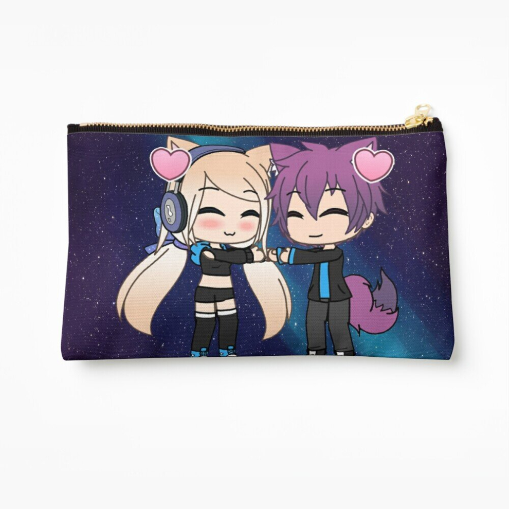 Whibos Makeup Bag Cute Gacha Girl And Boy With Fox Tail Cosmetic Organizer Tyvek Paper Bags Zipper Pouch