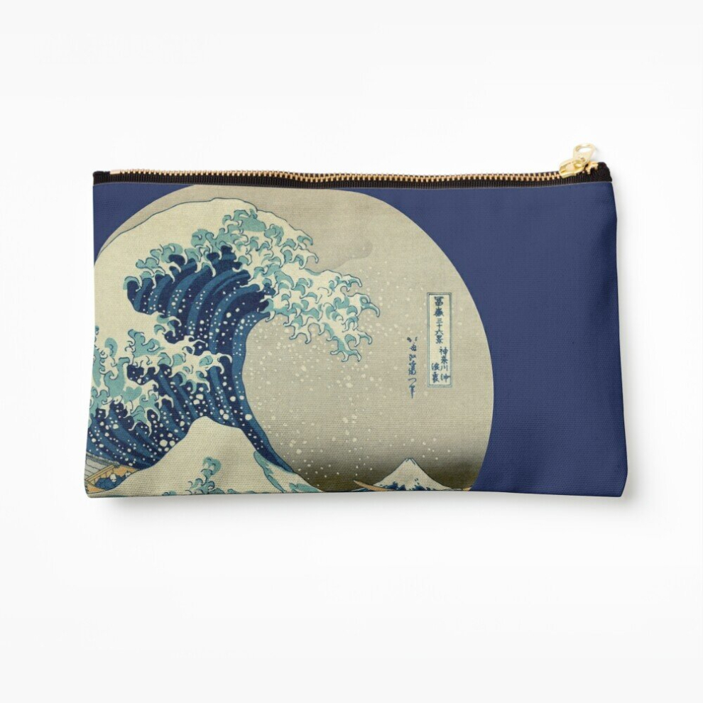 Whibos Makeup Bag Great Wave Off Kanagawa Circle Cosmetic Organizer Tyvek Paper Bags Zipper Pouch