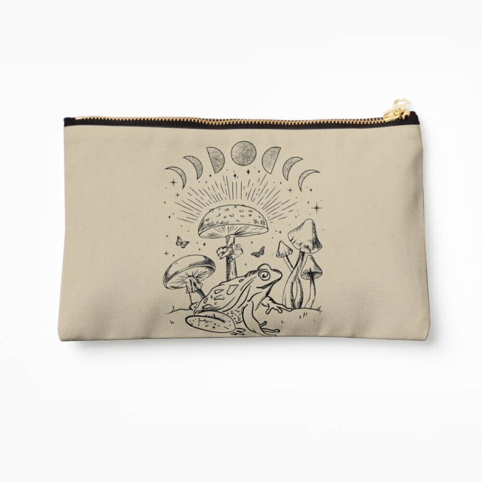 Whibos Dark Makeup Bag Frog Under Mushroom Academia Cottagecore Aesthetic Goth Mystical - Edgy Cosmetic Organizer Tyvek Paper Bags Zipper Pouch