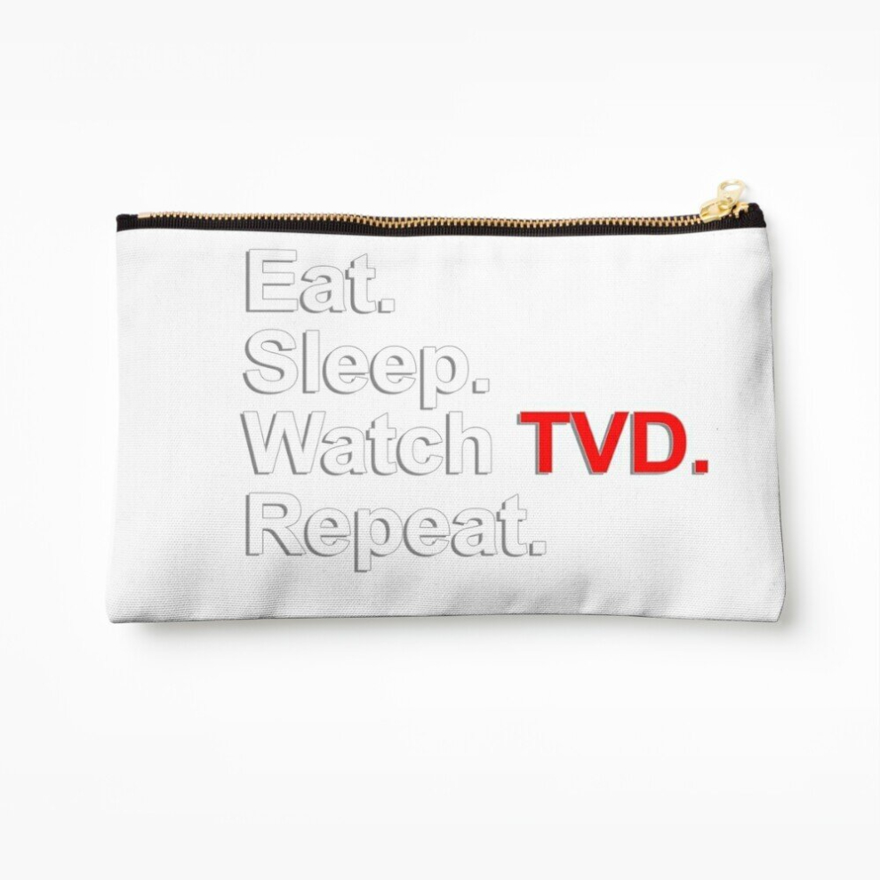 Whibos Makeup Bag Eat, Sleep, Watch Tvd, Repeat {Full} Cosmetic Organizer Tyvek Paper Bags Zipper Pouch