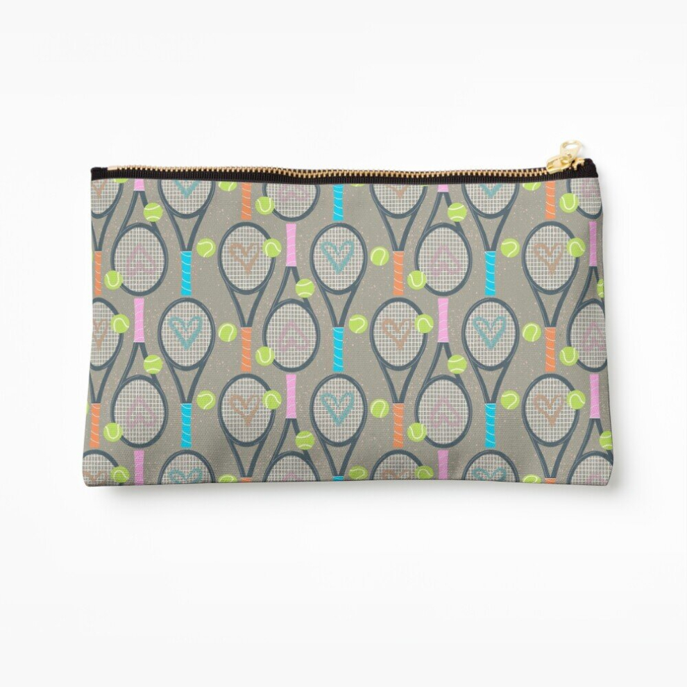 Whibos Makeup Bag Tennis Hearts Cosmetic Organizer Tyvek Paper Bags Zipper Pouch