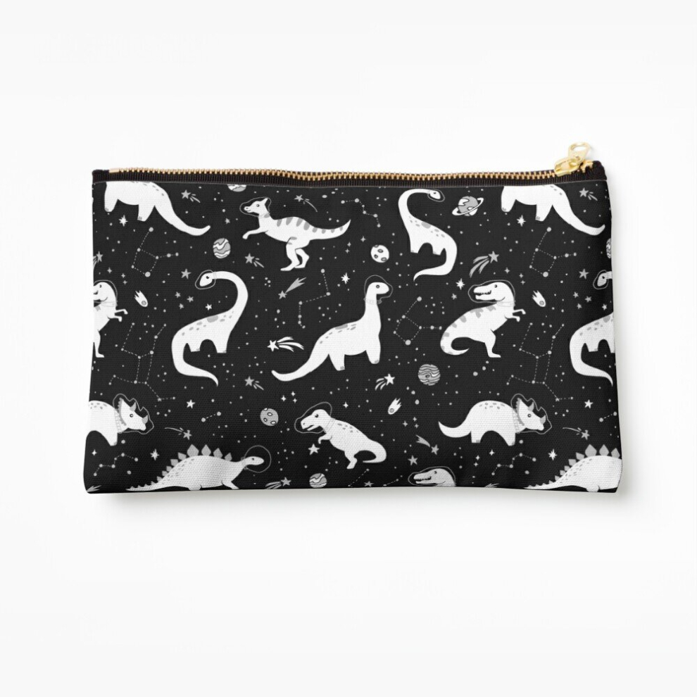 Whibos Makeup Bag Space Dinosaurs Cosmetic Organizer Tyvek Paper Bags Zipper Pouch