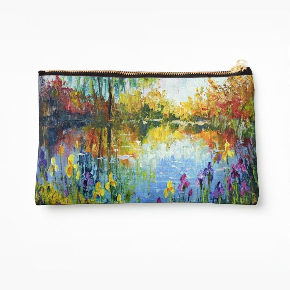 Whibos Makeup Bag Irises By The Pond Cosmetic Organizer Tyvek Paper Bags Zipper Pouch