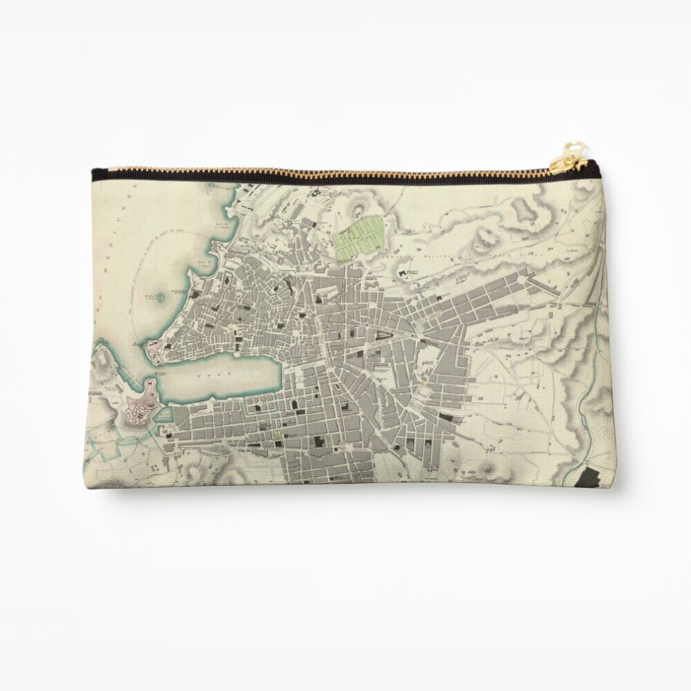 Whibos Makeup Bag Vintage Map Of Marseille France (1840) Cosmetic Organizer Tyvek Paper Bags Zipper Pouch