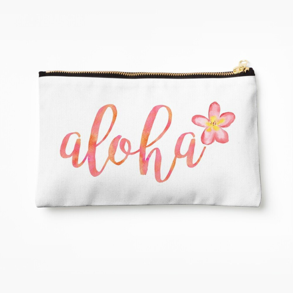 Whibos Makeup Bag Aloha Hawaii Plumeria Watercolor Floral Cosmetic Organizer Tyvek Paper Bags Zipper Pouch