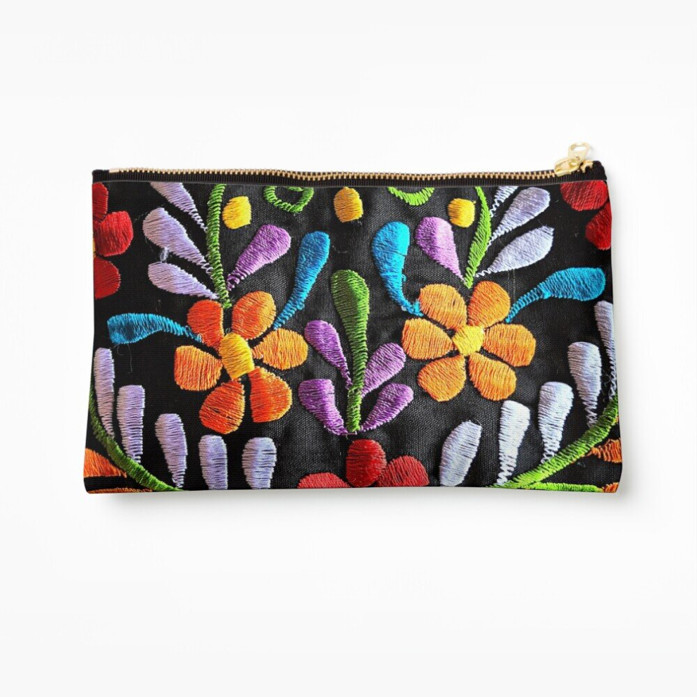 Whibos Makeup Bag Mexican Flowers Cosmetic Organizer Tyvek Paper Bags Zipper Pouch