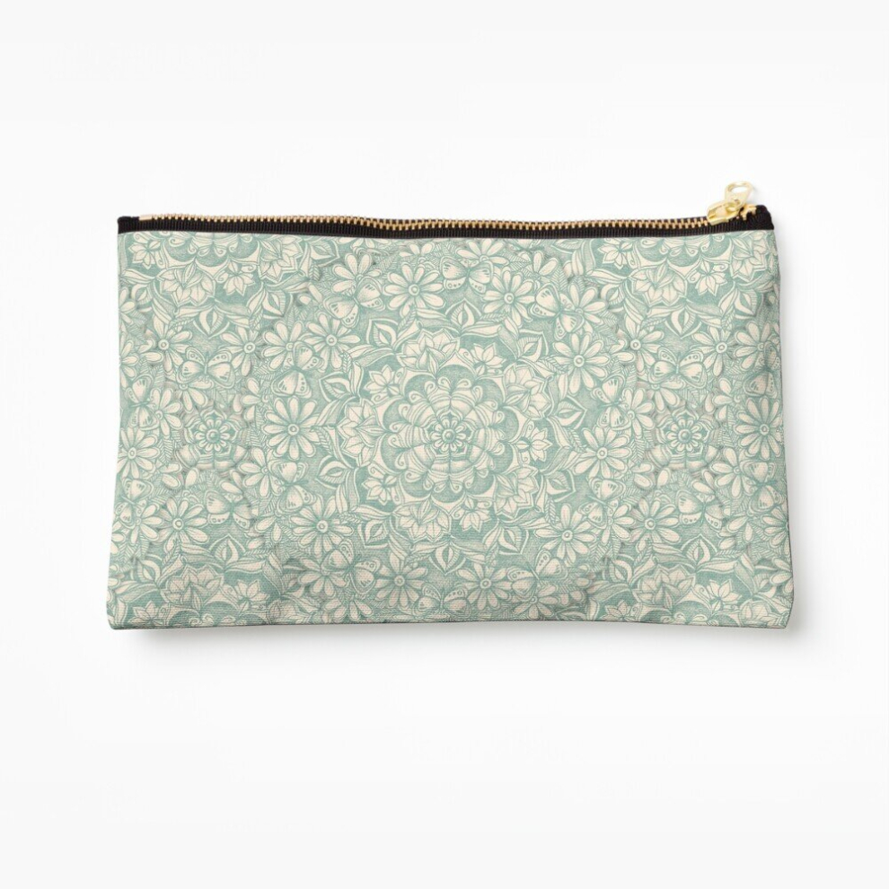 Whibos Makeup Bag Sage Medallion With Butterflies Daisy Chains Cosmetic Organizer Tyvek Paper Bags Zipper Pouch