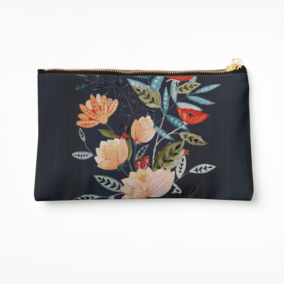 Whibos Makeup Bag Midnight Bouquet Cosmetic Organizer Tyvek Paper Bags Zipper Pouch