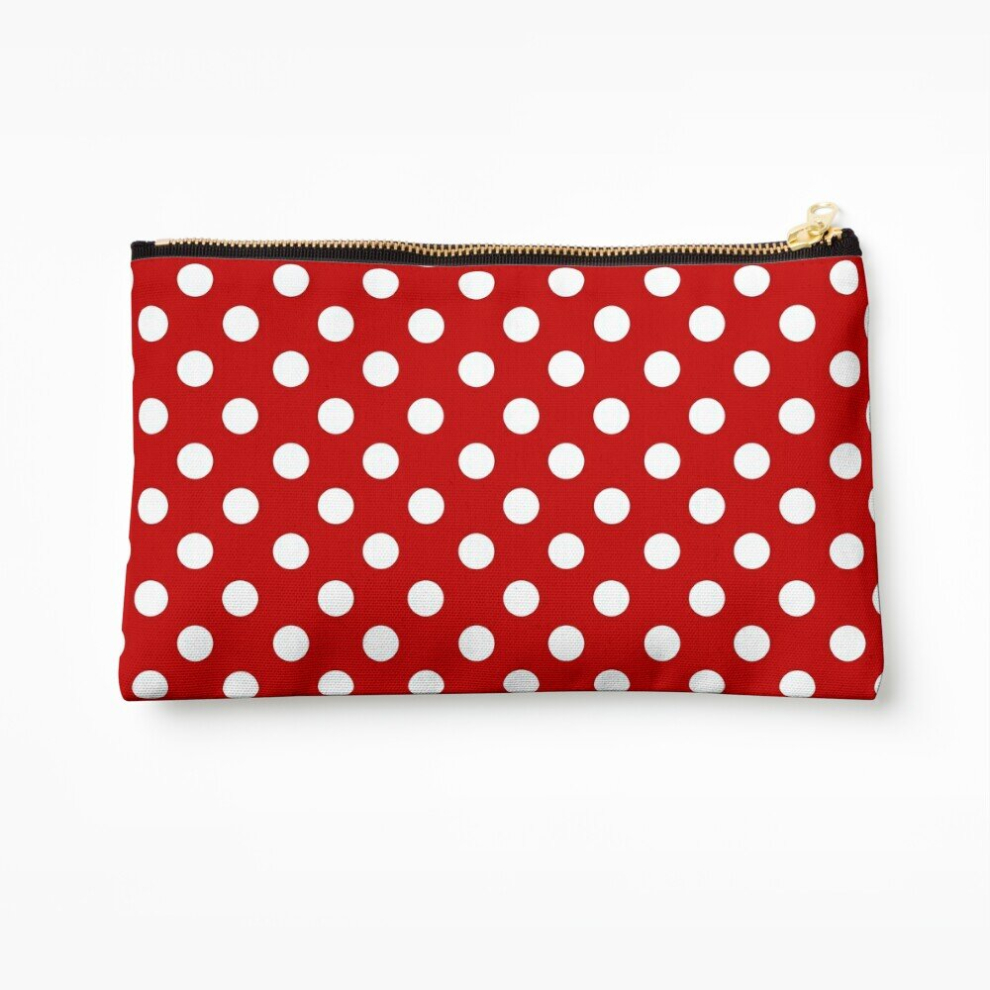 Whibos Red/White Makeup Bag With Polka Dots Cosmetic Organizer Tyvek Paper Bags Zipper Pouch