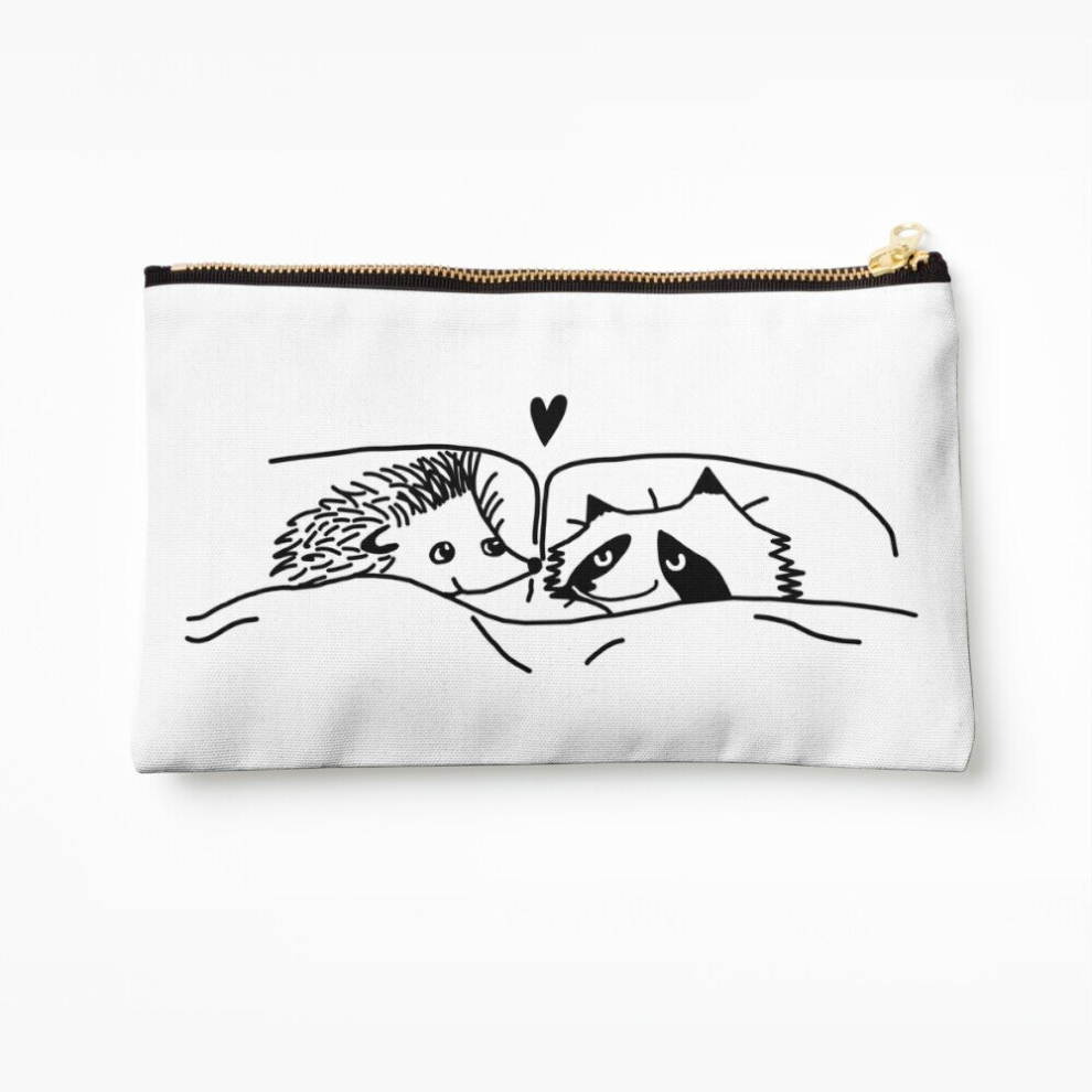 Whibos Makeup Bag Hedgehog And Raccoon Drawing Cosmetic Organizer Tyvek Paper Bags Zipper Pouch